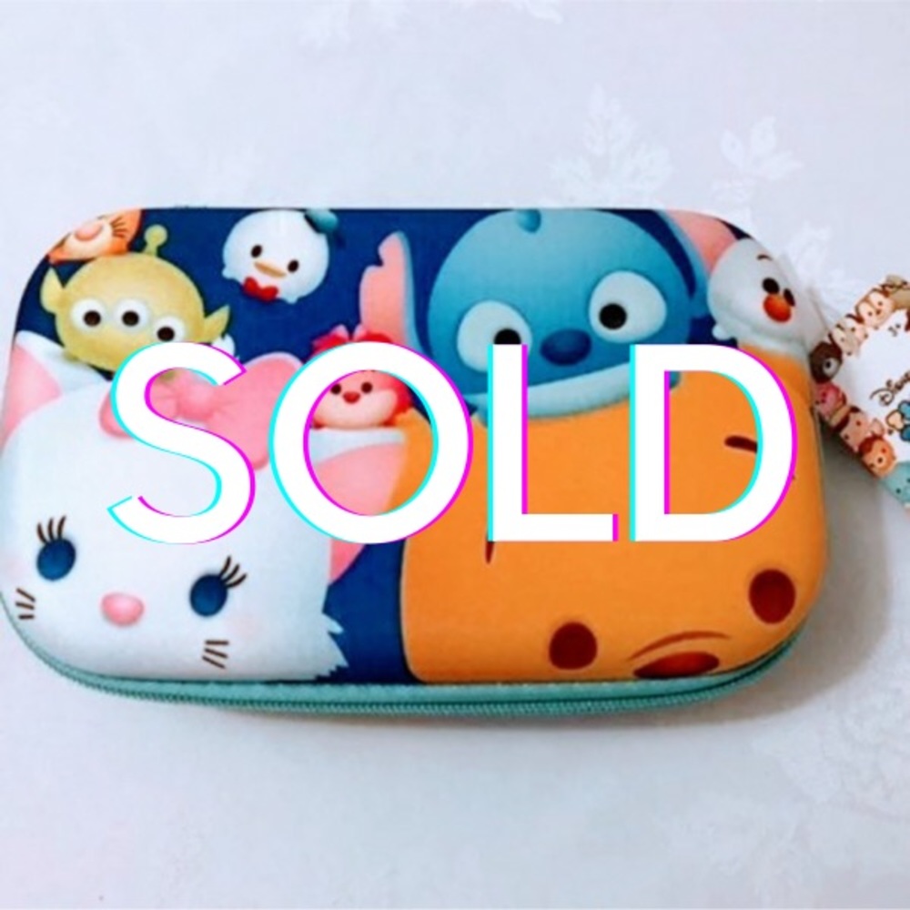 Disney Tsum Tsum Pencil Carrying Hard Case Blue 8” Mickey Pooh Stitch NEW NWT